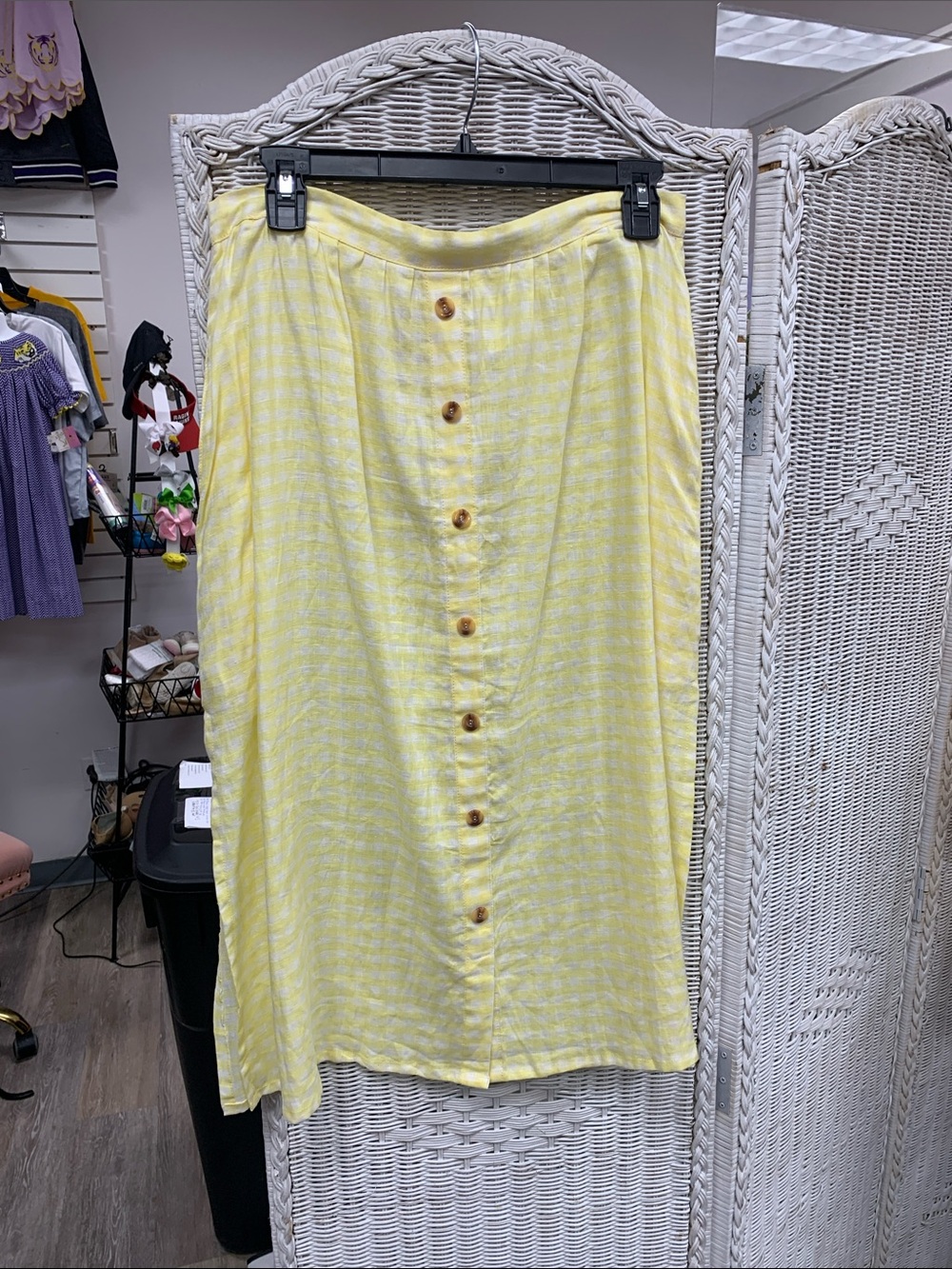 Faithfull the Brand Yellow Checkered Midi Skirt